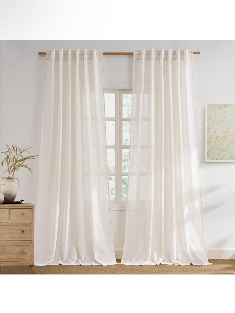 Linen curtains - natural  -pair- 96x50